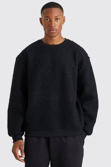 Oversized Boucle Borg Sweatshirt black