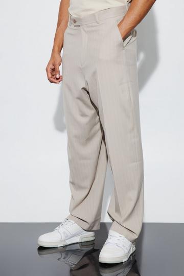 Relaxed Fit Pinstripe Suit Trousers stone