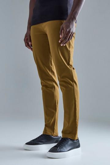 Fixed Waist Slim Fit Technical Stretch Trouser tobacco