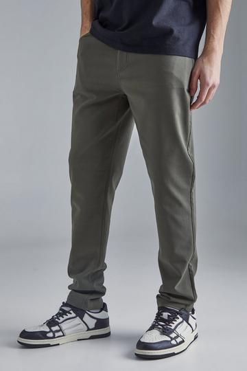 Khaki Fixed Waist Slim Fit Technical Golf Stretch Trouser