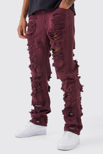 Tall Relaxed Rigid Extreme Ripped Jean burgundy