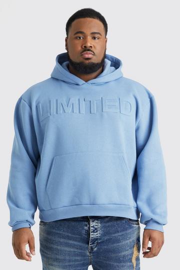 Blue Plus Oversized Boxy Limited Embossed Hoodie