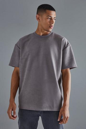 Oversized Faux Suede Heavyweight T-shirt taupe