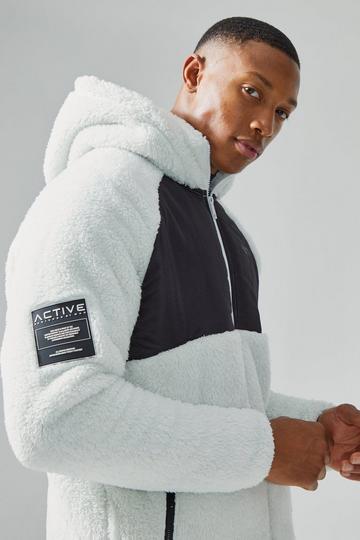 Borg Funnel Neck Tracktop With Hood grey