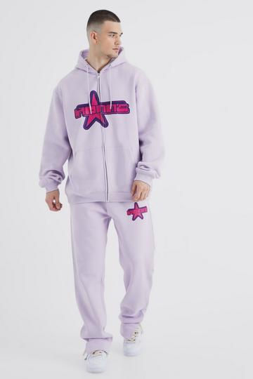 Lilac Purple Tall Oversized Zip Through Y2k Tracksuit
