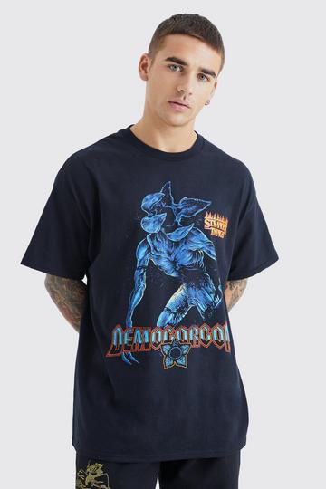 Black Oversized Stranger Things License T-shirt