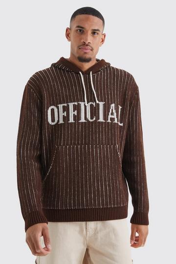 Tall Oversized Ribbed Knit Hoodie brown