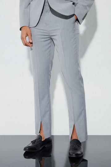 Straight Fit Trouser With Front Split Hem grey