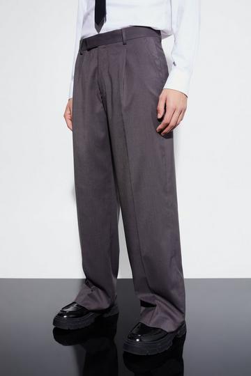 Wide Fit Pleat Front Tailored Trouser charcoal