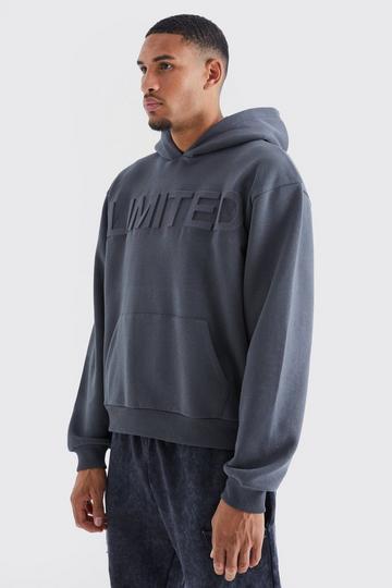Tall Oversized Boxy Limited Embossed Hoodie charcoal