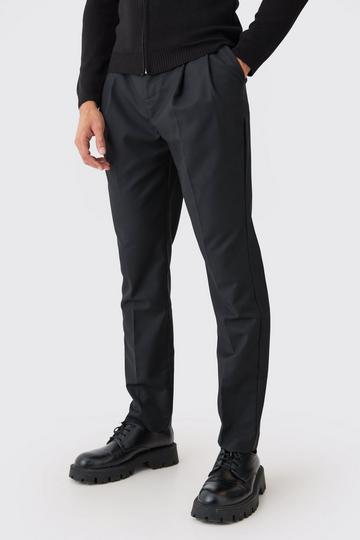 Pleat Front Tailored Straight Leg Trousers black