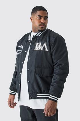 Men's Jersey Varsity Bomber Jacket With Badges