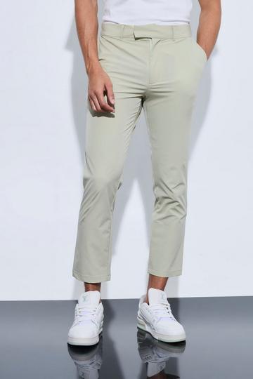 Sage Green Stretch Tailored Cropped Trousers