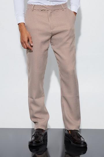 Boucle Houndstooth Straight Fit Trousers stone