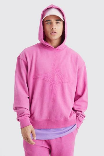 Oversized Washed Quilted Hoodie violet
