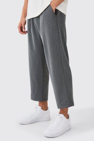 Elasticated Waist Cropped Skate Trousers grey