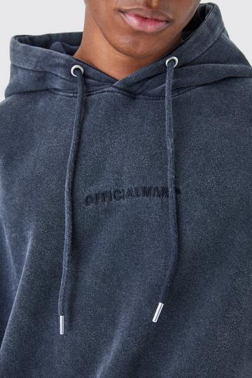 Oversized Official Acid Wash Hoodie charcoal