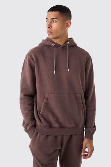 Chocolate Brown Washed Over Head Hoodie