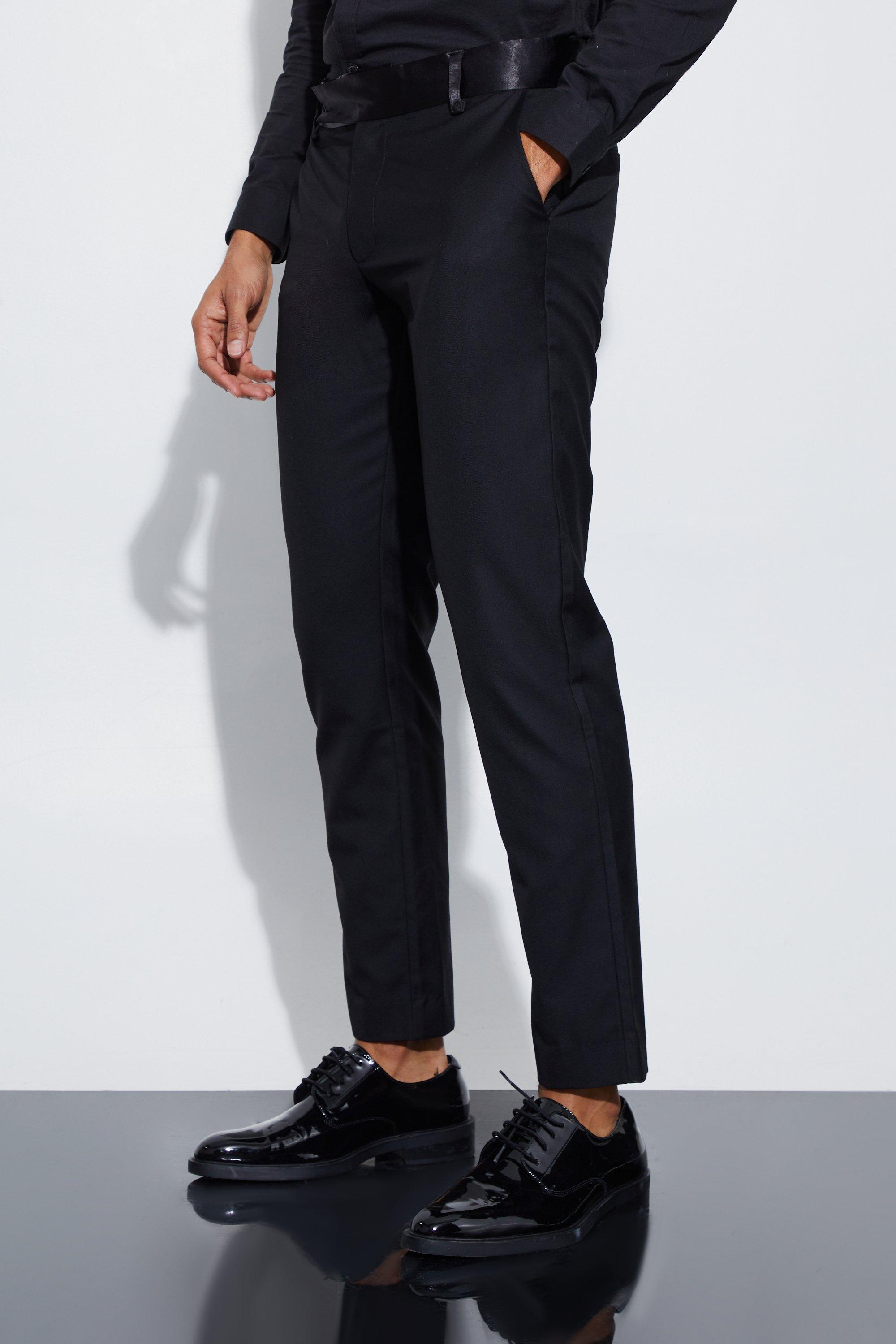 Black slim fit sales mens trousers