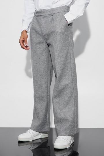 Wool Look Wide Fit Tailored Trousers grey