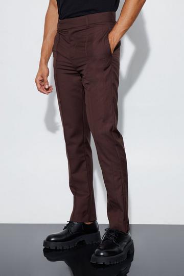Relaxed Fit Straight Leg Suit Trousers chocolate