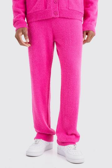 Pink Relaxed Fluffy Knitted Joggers