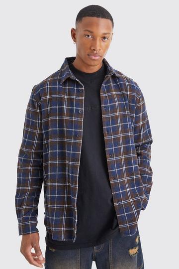 Long Sleeve Check Overshirt navy