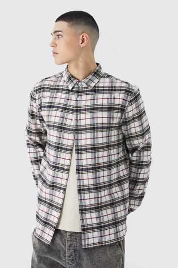 Long Sleeve Check Overshirt stone