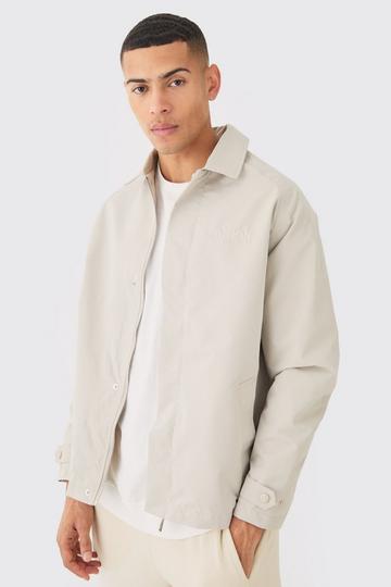 EDITION Heavyweight Twill Embroidered Coach Jacket stone