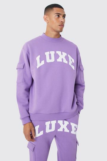 Lilac Purple Luxe Graphic Cargo Pocket Gusset Tracksuit