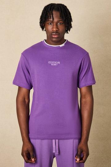 EDITION Heavyweight Ribbed Fauxlayer T-shirt purple