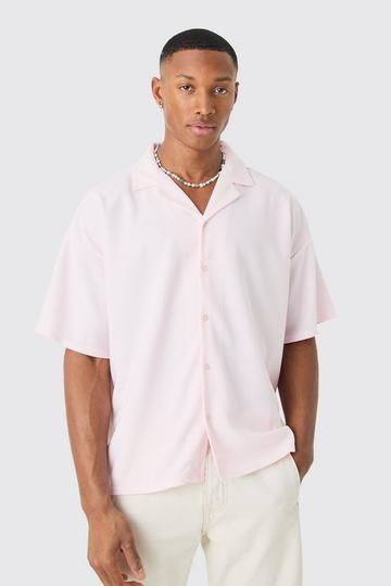 Short Sleeve Ribbed Boxy Shirt pink