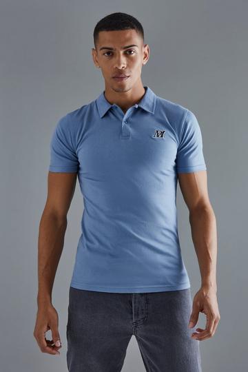 Slim Man Embroidered Polo navy