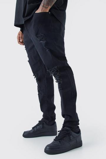 Black Plus Skinny Jeans With All Over Rips