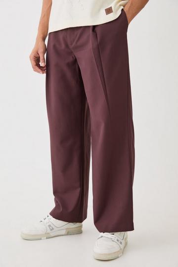 Tailored Fixed Waist Pleated Trousers chocolate