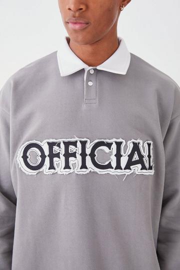 Oversized Offcl Rugby Distressed Polo stone