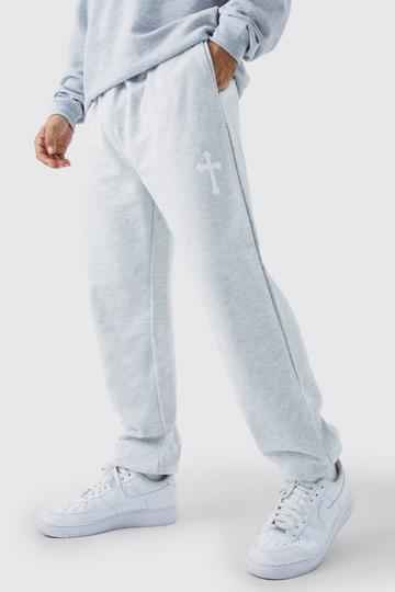 Relaxed Cross Graphic Joggers grey marl