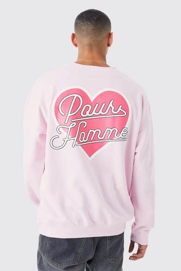 Oversized Heart Graphic Sweatshirt light pink