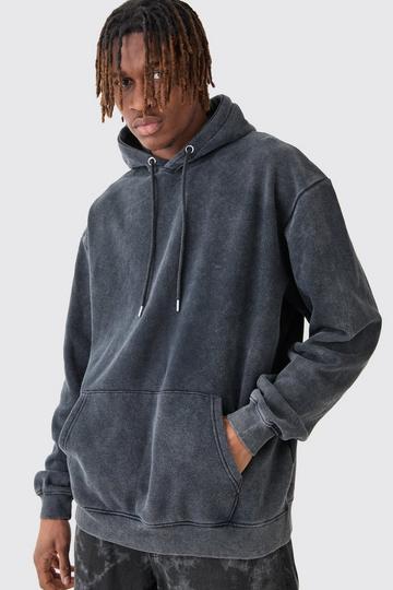 Tall Oversized Laundered Wash Hoodie charcoal