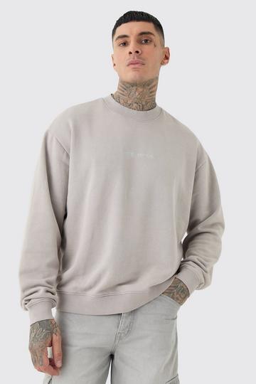 Tall Oversized Limited Boxy Laundered Wash Sweatshirt light grey