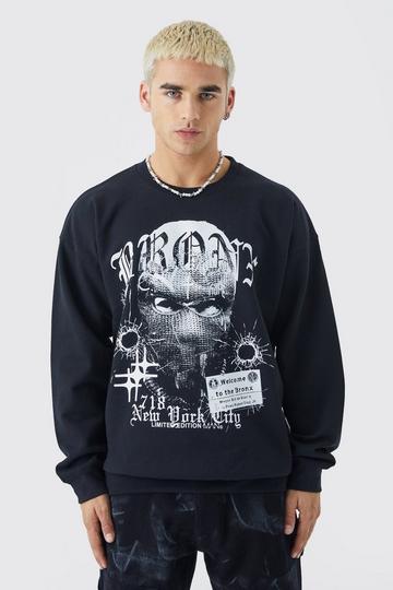 Oversized Bronx Graphic Sweatshirt black