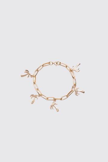 Gold Metallic Palm Tree Charm Bracelet