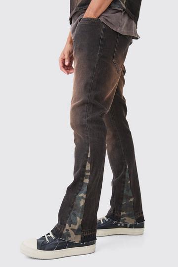 Slim Rigid Flare Overdyed Gusset Jeans brown