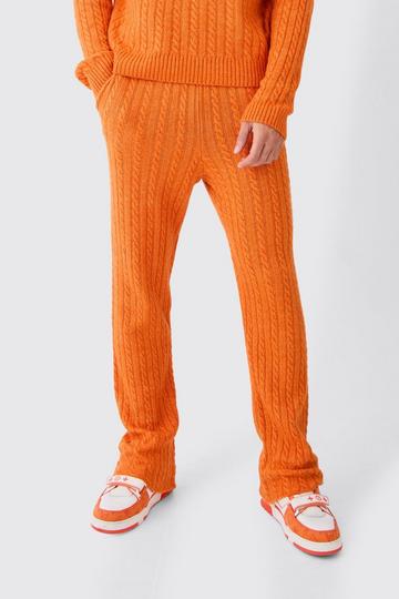 Slim Flare Brushed Cable Knit Joggers orange