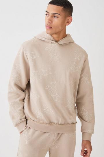 Regular Fit Embroidered Hoodie taupe