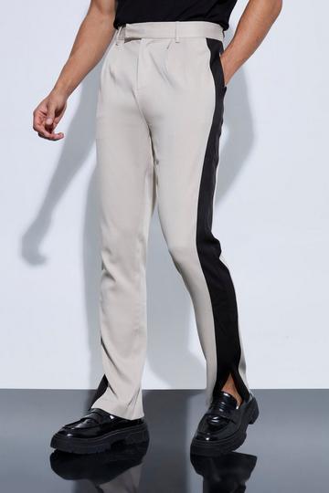 Tailored Sports Stripe Split Hem Trousers ecru