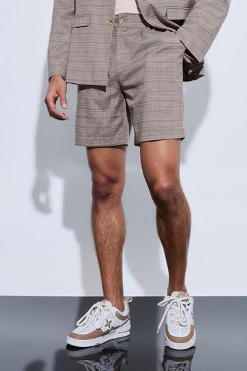 Check Oversized Tailored Shorts brown