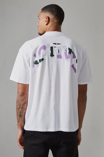 Tall Active Oversized Camo Back Print T-shirt white