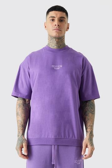 Tall EDITION Oversized Heavyweight Zip Hem T-shirt purple