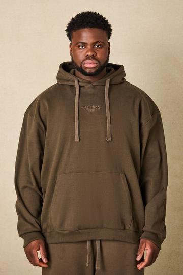 Plus EDITION Oversized Heavyweight Ribbed Hoodie chocolate